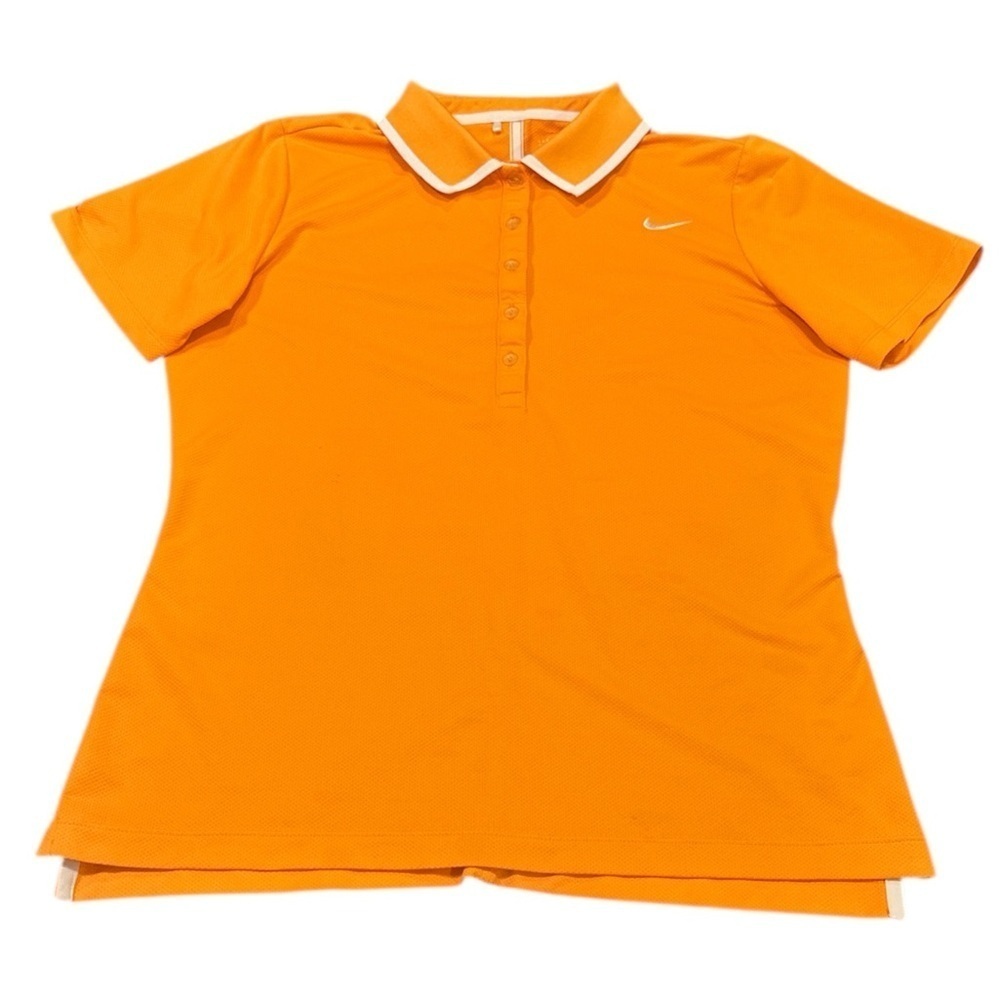 Nike Golf Performance Polo Shirt Size Medium Orange Short Sleeve Half Button Up